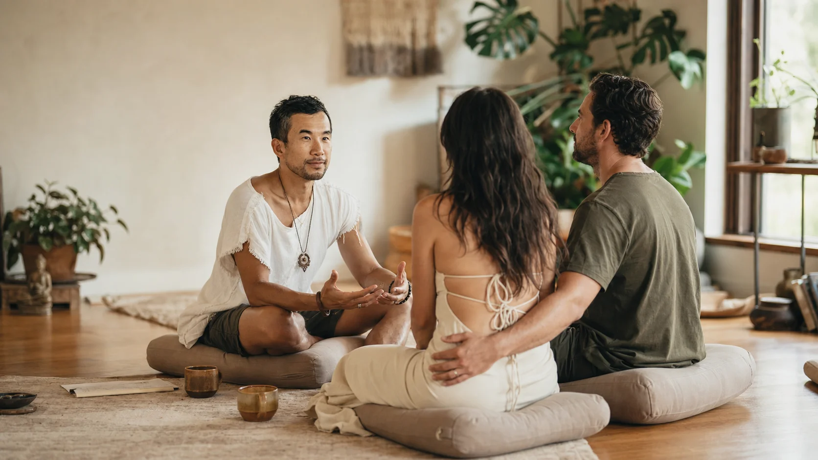 Edmond facilitating a moment of presence between a couple